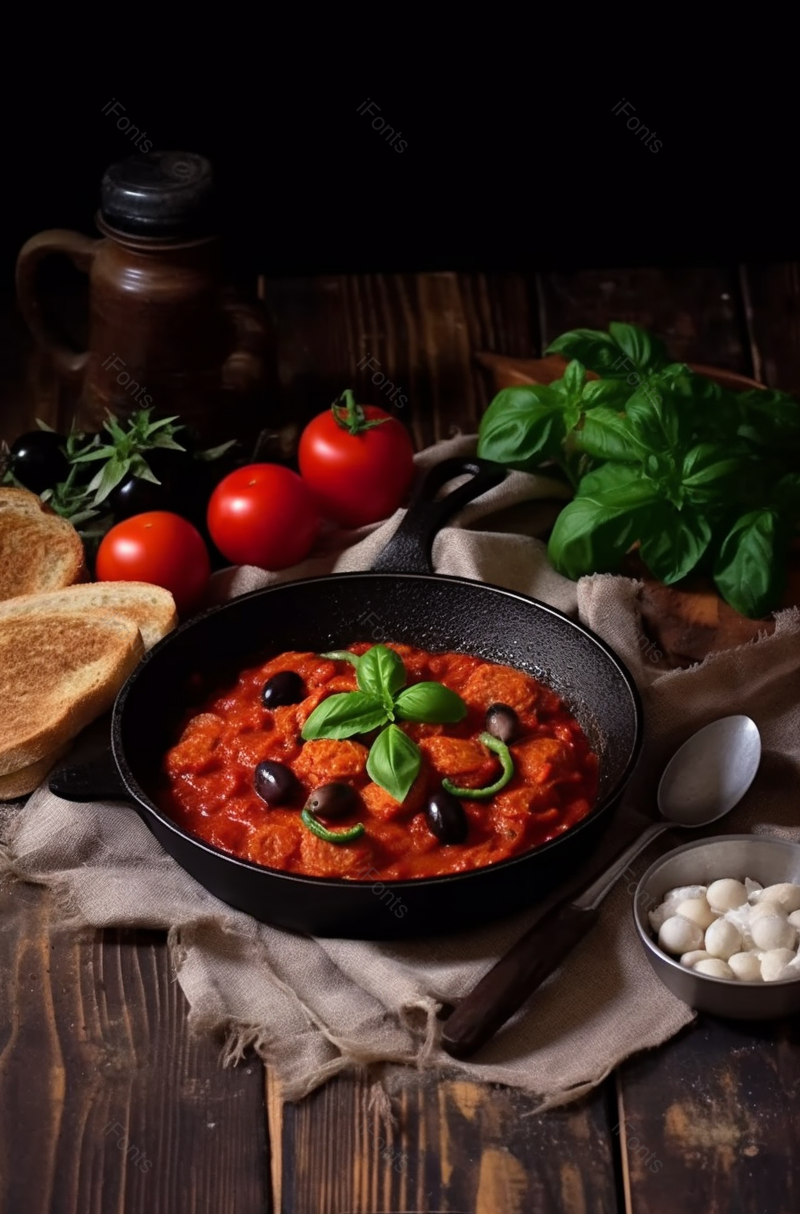 红酱肉放在煎锅上摄影图,高清,摄影图,摄影图片,图片大全,摄影图免费下载